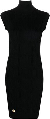 Roll-Neck Cable-Knit Sleeveless Dress