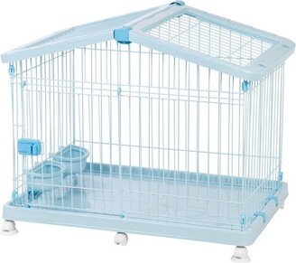USA Small Wire Animal House with Food and Water Dishes, Blue