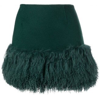 Goat Fur Trim Mini Skirt