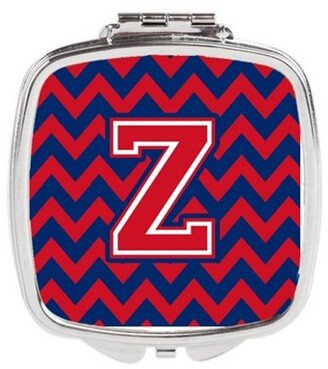 CJ1054-ZSCM Letter Z Chevron Yale Blue & Crimson Compact Mirror