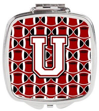 CJ1082-USCM Letter U Football Cardinal & White Compact Mirror