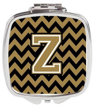 CJ1050-ZSCM Letter Z Chevron Black & Gold Compact Mirror, 3 x 0.3 x 2.75 in.