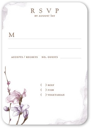 Rsvp Cards: Blossoms Of Love Wedding Response Card, Purple, Signature Smooth Cardstock, Rounded-AA