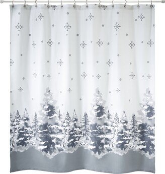 Silver Trees Holiday Printed Shower Curtain, 72 x 72