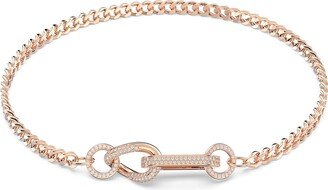 Dextera necklace, Pavé, Mixed links, White, Rose gold-tone plated