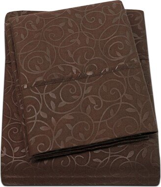 Embossed Vine Sheet Set Twin Sheet Set Chocolate