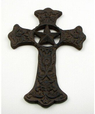 Cast Iron Cross with Star - 7.5 W x 10.75 H x 0.5 D