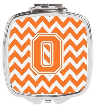 CJ1046-OSCM Letter O Chevron Orange & White Compact Mirror