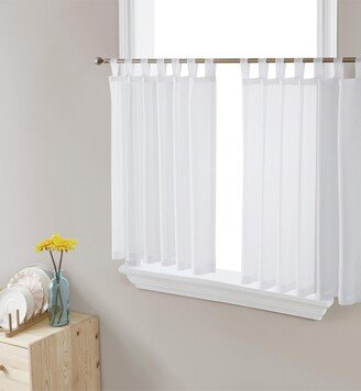 Sheer Voile Tab Top Window Treatment Cafe Tier Curtain Panels for Kitchen, Bedroom, Small Windows and Bathroom