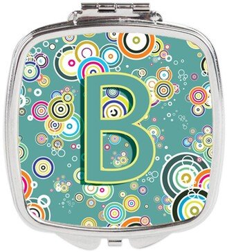 CJ2015-BSCM Letter B Circle Circle Teal Initial Alphabet Compact Mirror