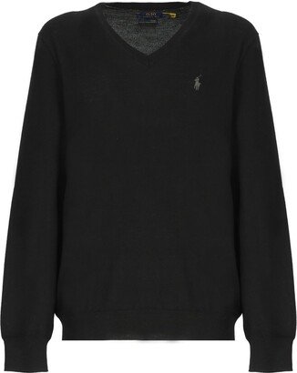 Logo Embroidered V-Neck Jumper-AD