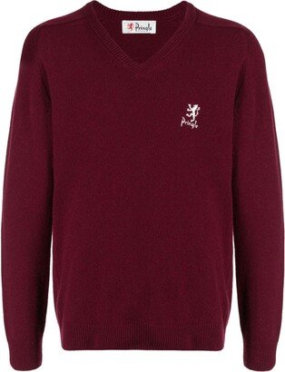 Logo-Embroidery Wool-Blend Jumper