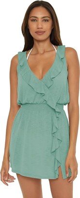 Breezy Basic Cascade Ruffle Dress (Mineral) Women's Swimwear