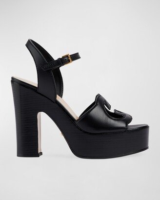 GG Cutout Ankle-Strap Platform Sandals