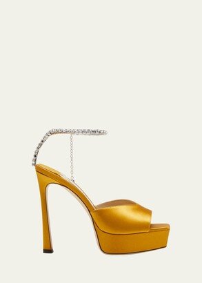 Saeda Crystal Ankle-Strap Platform Sandals-AA