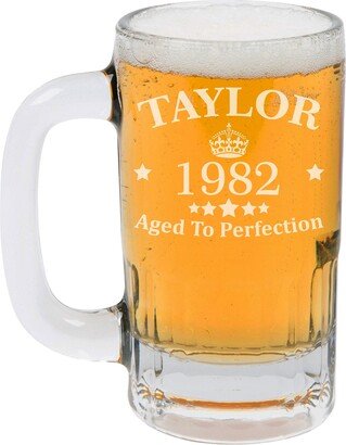 Beer Mug Glass Stein Custom Personalized Engraved Birthday Gift Perfection Crown 21St 30Th 35Th 40Th 50Th 60Th 70Th 80Th