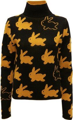 All over Bunny turtleneck jumper