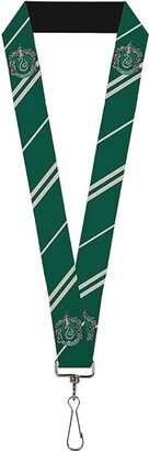 Buckle-Down Unisex adults Lanyard - 1.0 Slytherin Crest/Stripe5 Green/Gray Key Chain, Multicolor, One Size US (Multicolor) Findings