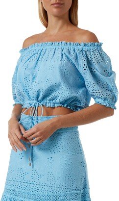 Francesca Eyelet Off the Shoulder Cover-Up Top