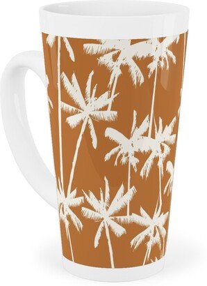 Mugs: Tropical Palms - Burnt Orange Tall Latte Mug, 17Oz, Orange