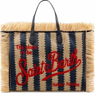 Vanity Straw Bag With Embroidery