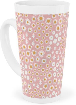 Mugs: Ditsy Flowers - Pink Tall Latte Mug, 17Oz, Pink