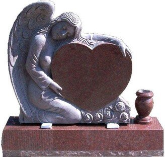 Angel Headstone India Red Granite - Custom Engraved - Free Shipping To Qualified Locations