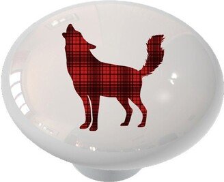 Buffalo Plaid Howling Wolf Decorative Drawer Knob