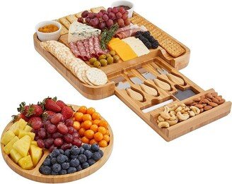 JumblWare Wooden Charcuterie Board Set, Cheese Board & Fruit Platter