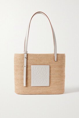 Paula's Ibiza Small Leather-trimmed Woven Raffia Tote - White