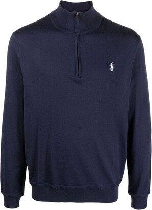 Logo-Embroidered Zip-Up Jumper