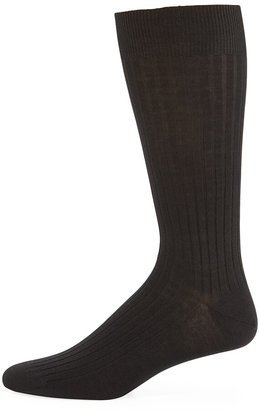 Ribbed Merino-Silk Mid-Calf Socks