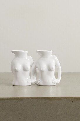 Titty Committee Set Of Two Mini Earthenware Jugs - White