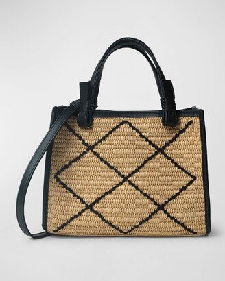 Callista Mini Crisscross Straw & Leather Tote Bag