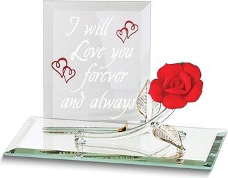 Curata I Will Love You Forever and Always Red Rose Handcrafted Glass Figurine