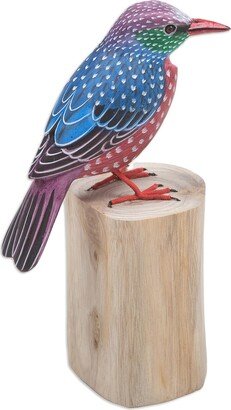 Handmade Starling Spreeuw Wood Statuette