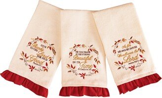 Collections Etc Autumn 3-Piece Religious Quote Hand Towels