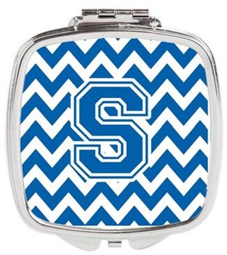 CJ1056-SSCM Letter S Chevron Blue & White Compact Mirror