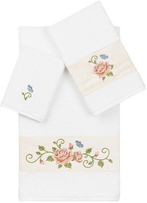 Rebecca 3-Piece Embellished Towel Set - White