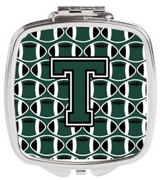 CJ1071-TSCM Letter T Football Green & White Compact Mirror