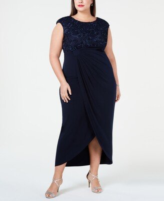 Plus Size Soutache Faux-Wrap Dress