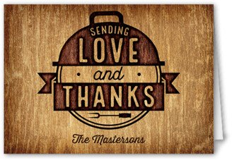 Thank You Cards: Brews And Barbeque Thank You Card, Brown, 3X5, Matte, Folded Smooth Cardstock