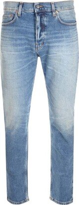 Straight-Leg Stonewashed Slim-Fit Jeans-AA