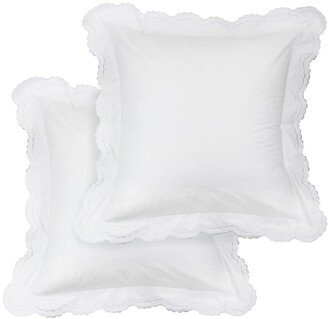 White Embroidered Double Scallop 300 Thread Count 100% Cotton 26