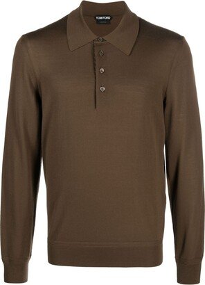 Fine-Knit Wool Polo Shirt