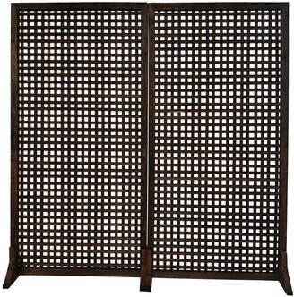 HighlanderHome 36 W x 72 H Solid Wood Privacy Screen Room Divider With Wood Stand - Set of 2pc-AA