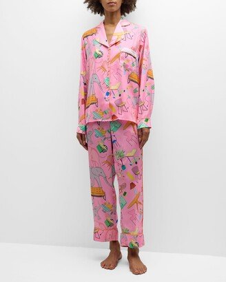 Elephant in the Room Satin Long Sleeve Pajama Set