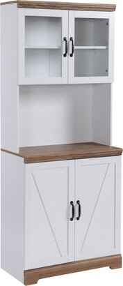 Homcom Kitchen Buffet with Hutch with Glass Doors, Adjustable Shelves