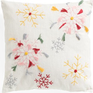 TJMAXX 18X18 Embroidered Snowflakes Pillow