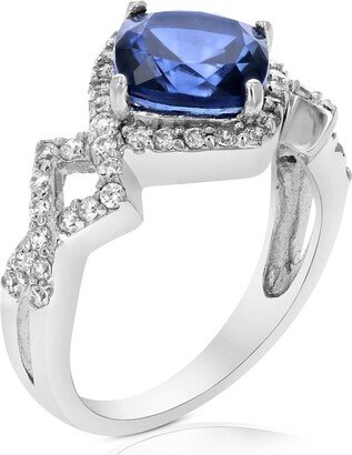 Vir Jewels 2.10 cttw Created Blue Sapphire Ring .925 Sterling Silver Cushion 8 MM